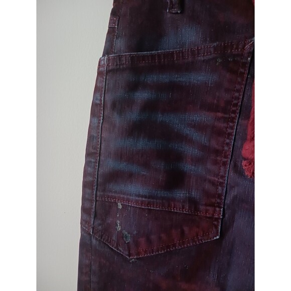 We The Free Moxie Flocked Pull On Barrel Leg Burgundy Jeans Size 25 - Picture 5 of 12